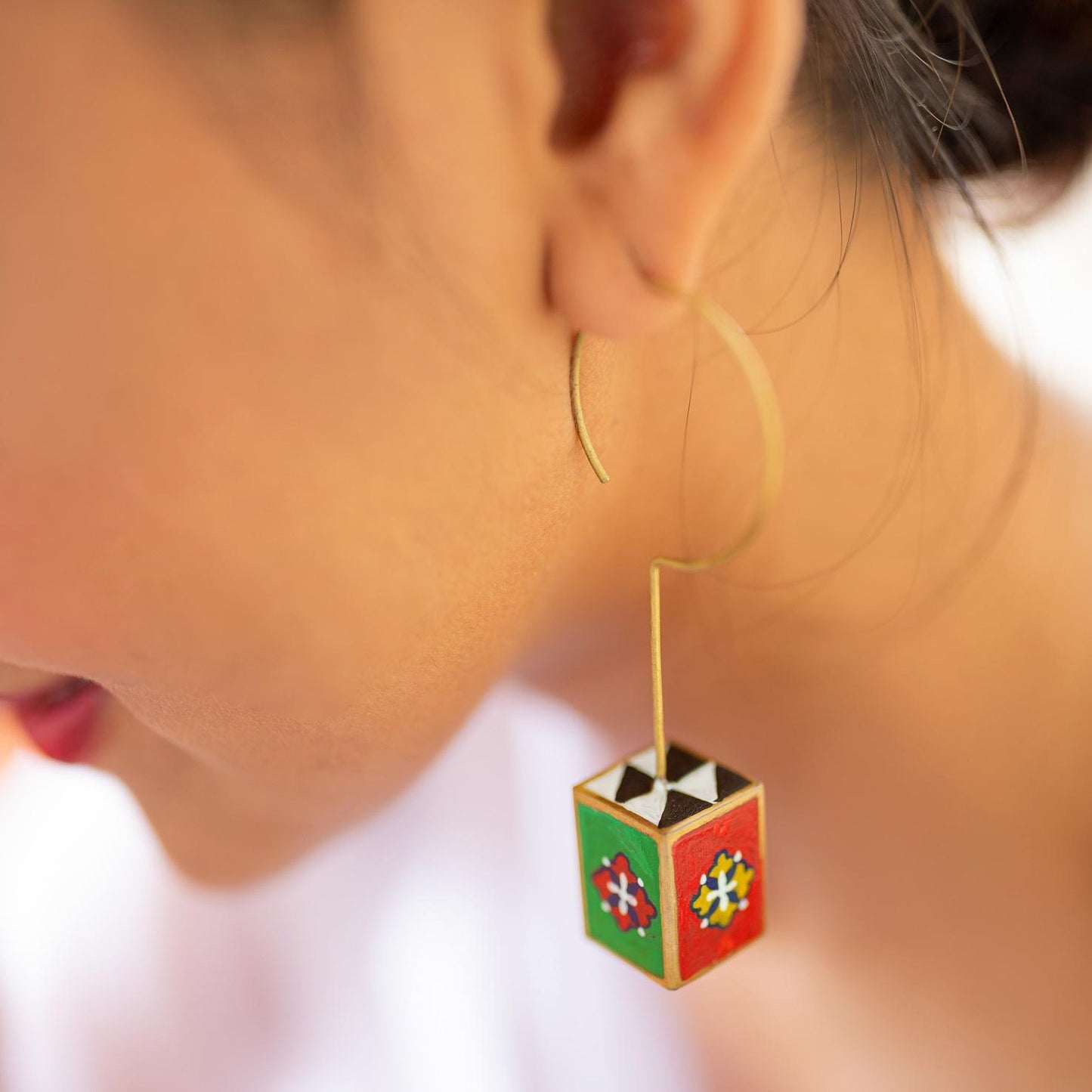 3D Panch rang earring