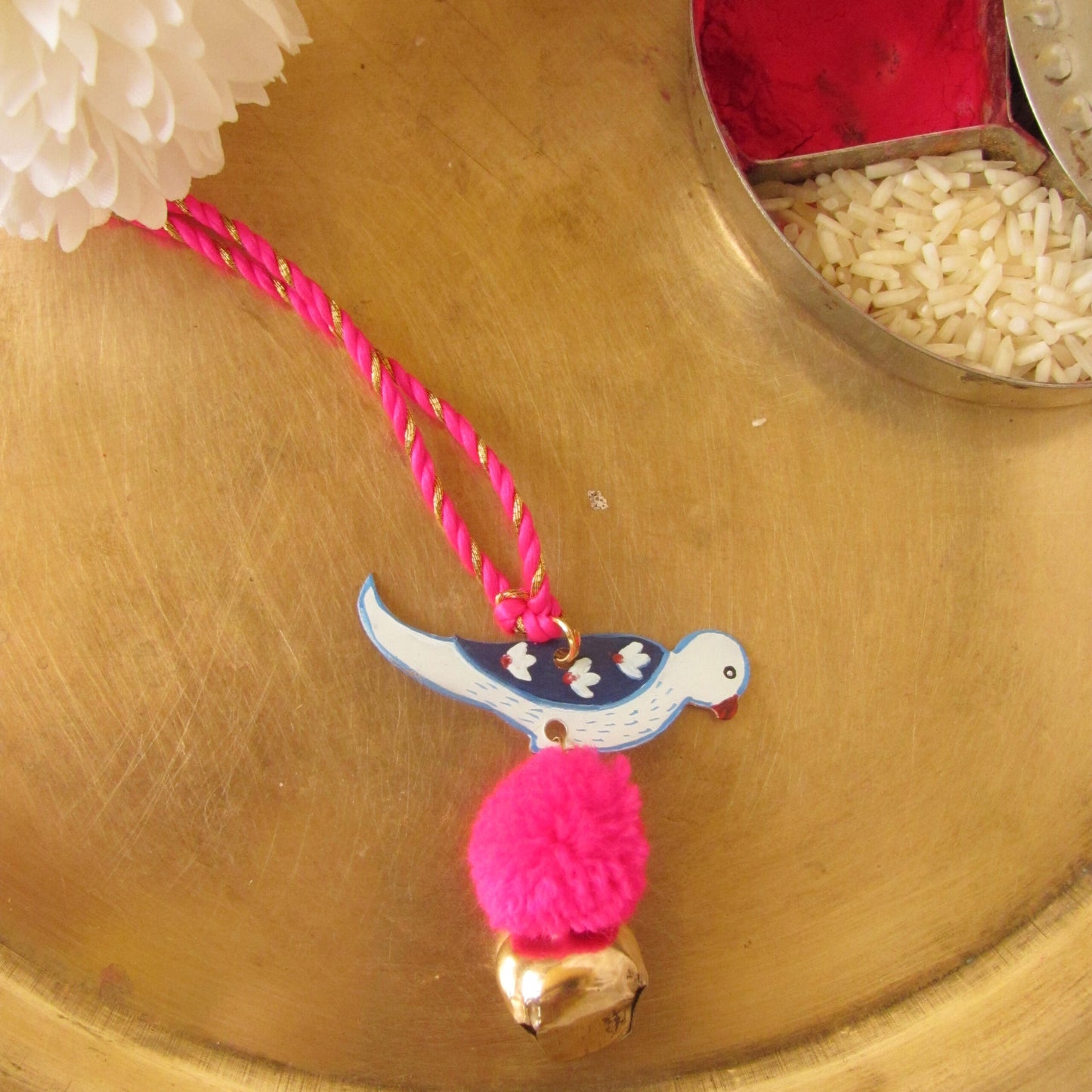 Parrot rakhi and lumba set