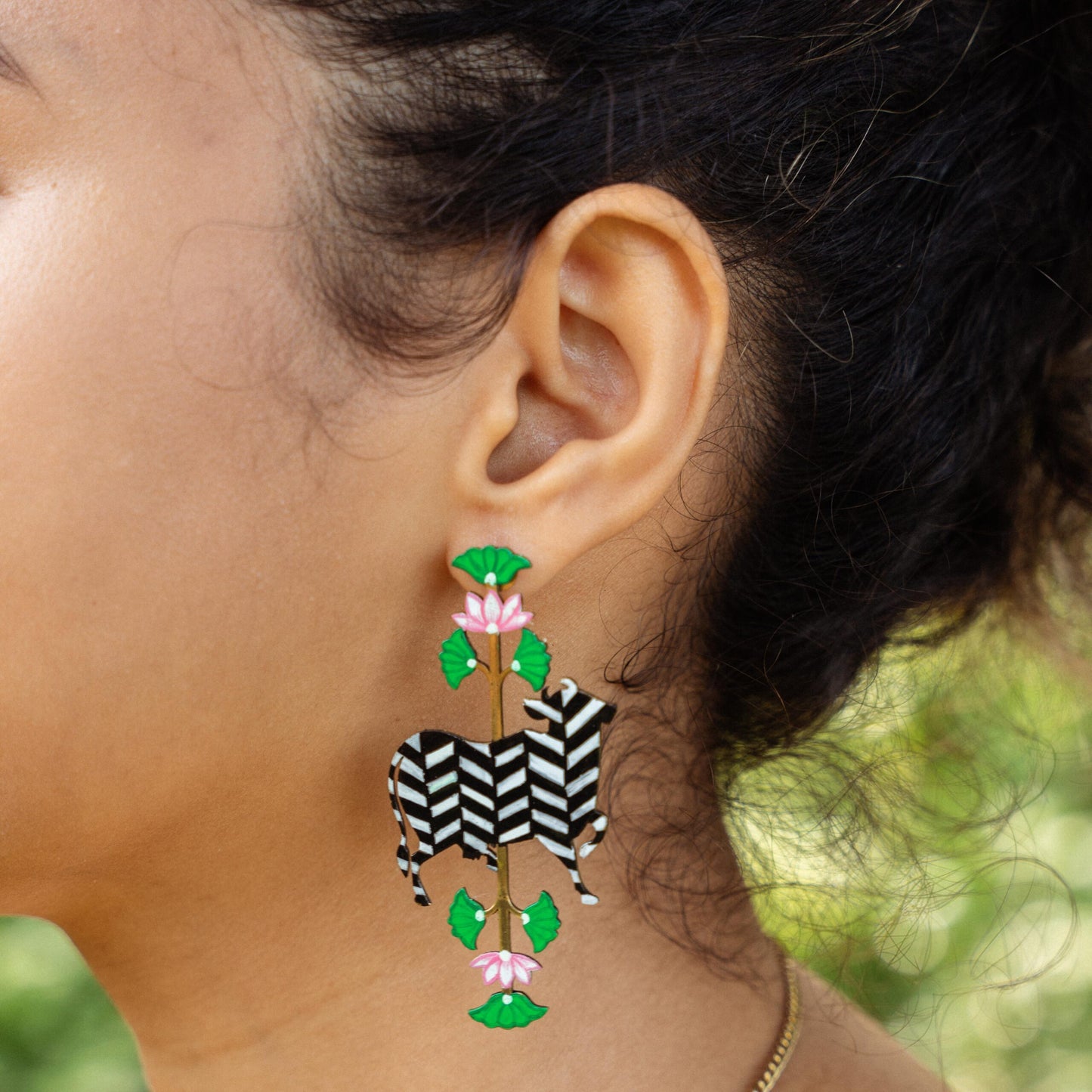 Chevron pichwai earrings