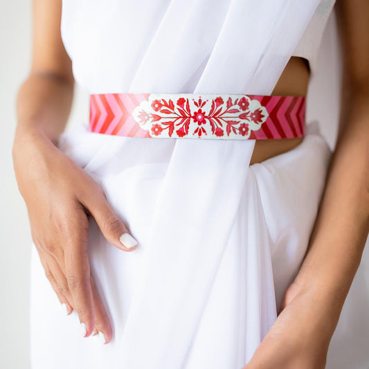Pink and red chevron belt