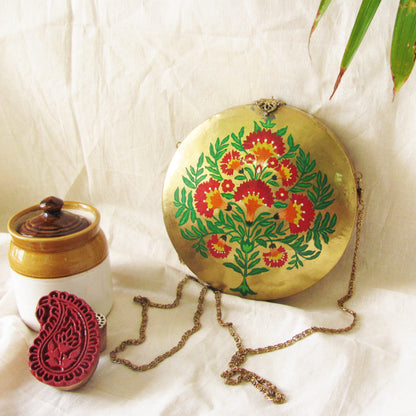 Mughal print brass bag