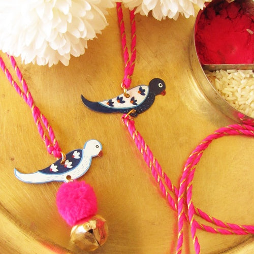 Parrot rakhi and lumba set