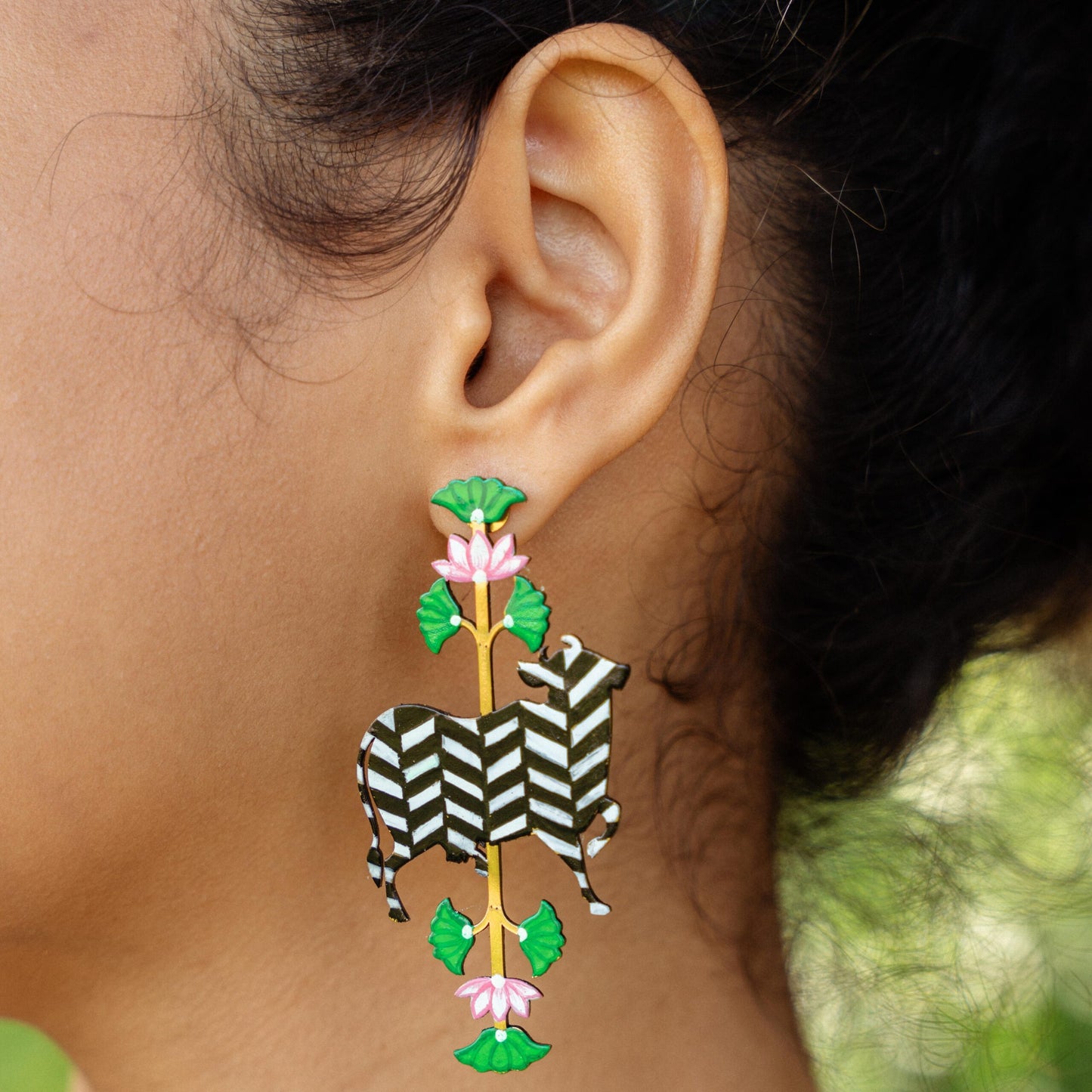 Chevron pichwai earrings